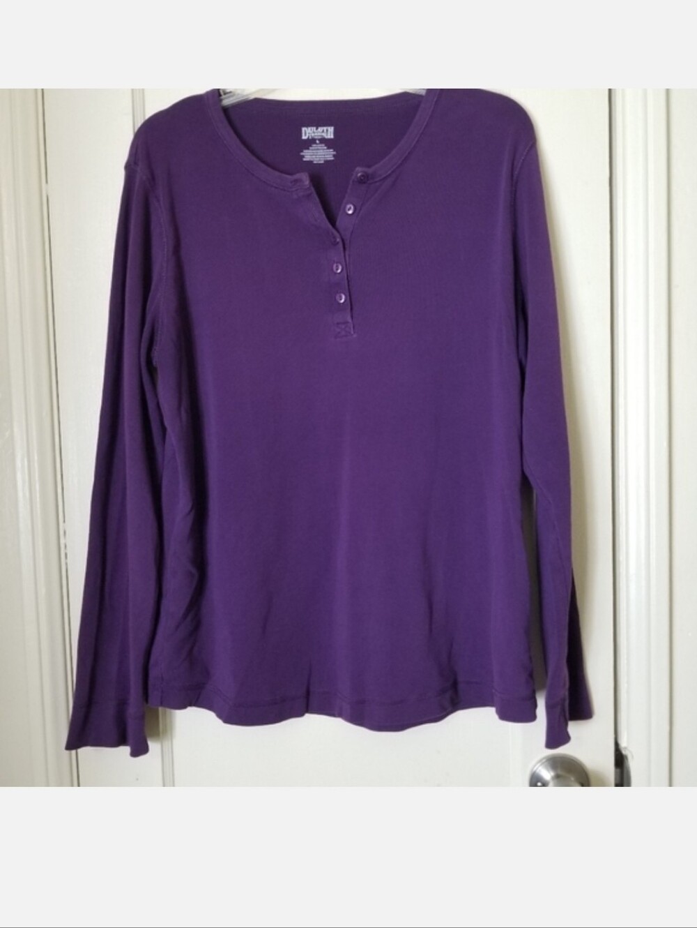 Duluth Trading Co Purple Long-Sleeve Henley Top
